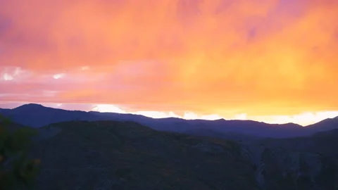 Dramatic sunset in autumn with aerial view of mountains in Aspen Colorado Stock Footage 138131007