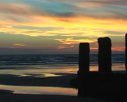 Dramatic sunset on a beach Stock Footage 315949