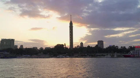 Dramatic sunset in Cairo, Egypt Stock Footage 127665635