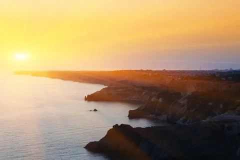 Dramatic sunset at cape fiolent Stock Photos