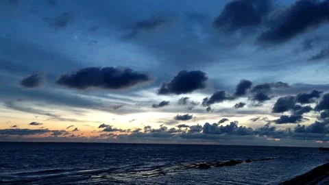 Dramatic Sunset Clouds and River Waves Over the Meghna River, Bangladesh Stock Footage 342529193