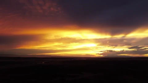 Dramatic sunset clouds drone pan Stock-Footage 310575526