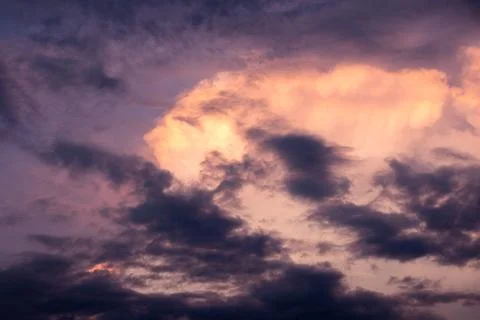 Dramatic Sunset Clouds in the Evening Sky Stock Photos