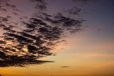 Dramatic Sunset Clouds in Orange and Purple Sky Photos