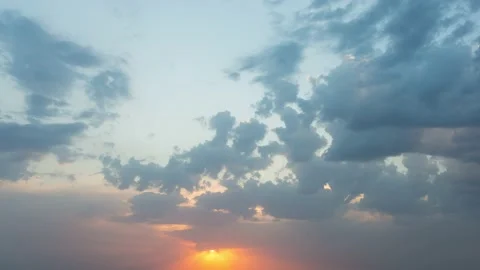 Dramatic sunset with clouds, orange, evening, timelapse, 4k Stock Footage 134549844