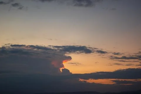 Dramatic Sunset Clouds Over Horizon Stock Photos
