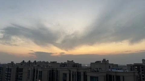 Dramatic Sunset Clouds Over Modern Residential Apartment Buildings in Chengd Stock-Footage 334698313