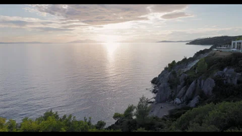Dramatic sunset with clouds over the sea in Greece Stock Footage 293231527