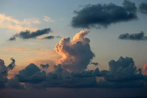 Dramatic Sunset Clouds in the Sky Stock Photos