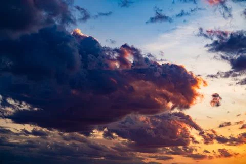 Dramatic Sunset Clouds with Vibrant Colors Stock Photos