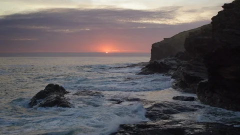 Dramatic sunset. Cornwall, England. Stock Footage 129091955