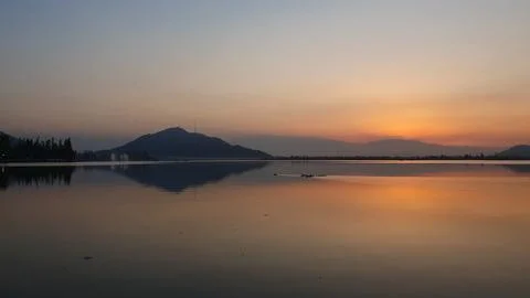Dramatic sunset at dal lake Stock Photos