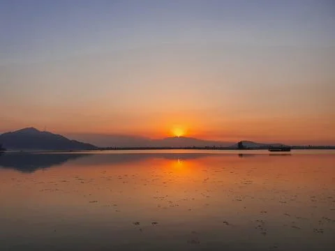 Dramatic sunset at dal lake Stock Photos
