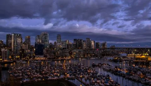Dramatic Sunset in Downtown Vancouver, BC Stock Photos