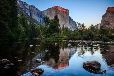 Dramatic Sunset on the El Capitan, Yosemite National Park, California Stock Photos