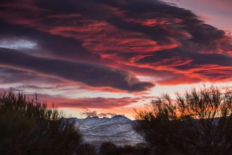 Dramatic sunset at Gredos mountain range Stock Photos