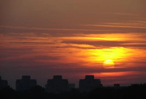 Dramatic sunset horizon Stock Photos