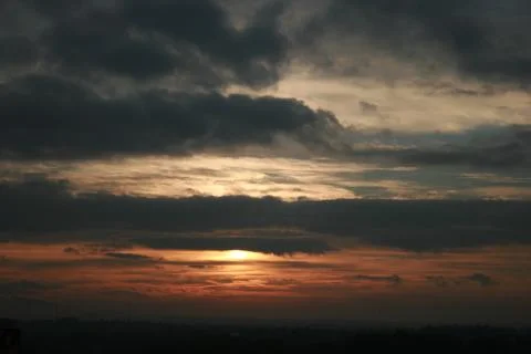 Dramatic sunset horizon Stock Photos
