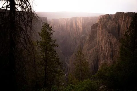 Dramatic Sunset Hour on the Black Canyon, Black Canyon of the Gunnison National Stock Photos