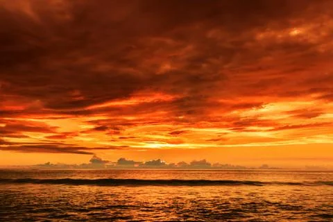 Dramatic Sunset in Karon beach, Phuket, Thailand Stock Photos