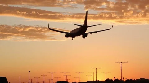 Dramatic Sunset Landing Video stock 8604683