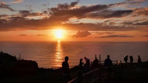Dramatic Sunset Landscape at Cabo da Roca, Portugal Seascape European Tropical Stock Photos