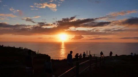 Dramatic Sunset Landscape at Cabo da Roca, Portugal Seascape European Tropical Stock Photos