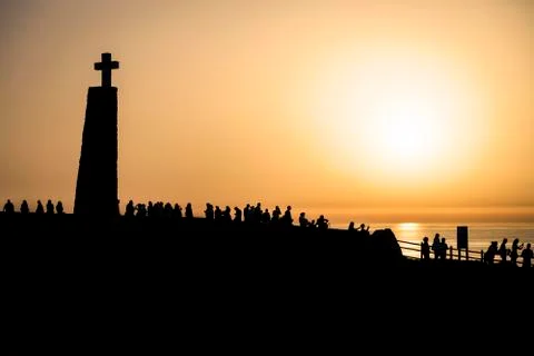 Dramatic Sunset Landscape at Cabo da Roca, Portugal Seascape European Travel Stock Photos