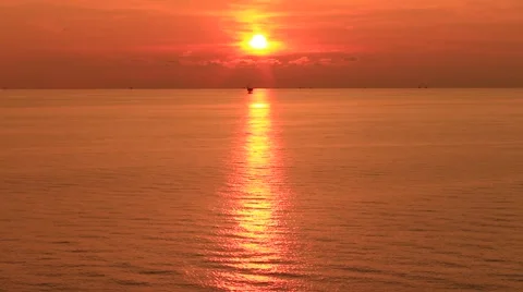 Dramatic Sunset in The Middle of The Ocean Stock Footage 40076380