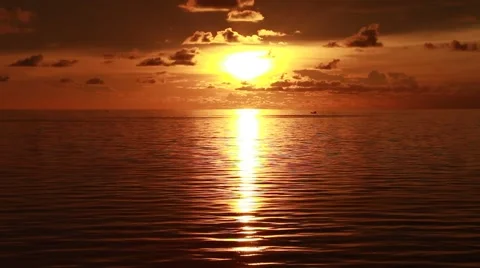 Dramatic Sunset in The Middle of The Ocean Stock Footage 40107981