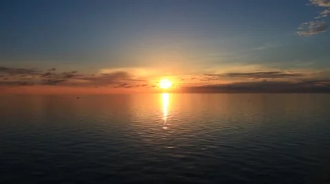 Dramatic Sunset in The Middle of The Ocean Stock Footage 40110334