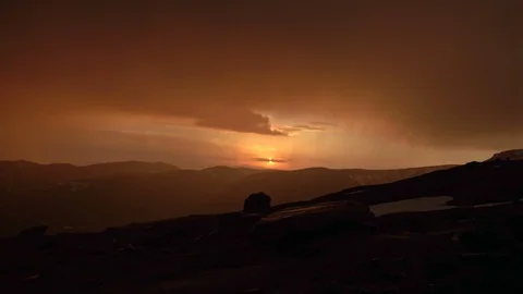 Dramatic sunset in the mountains Stock Footage 89516774