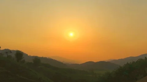 Dramatic Sunset in the Mountains. Time Lapse Stock Footage 106106738