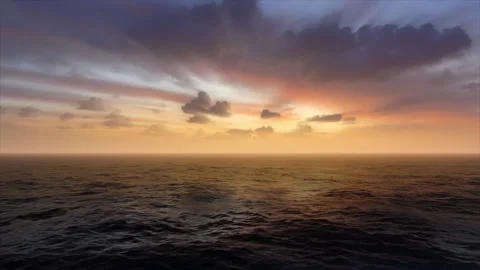 Dramatic Sunset Ocean Horizon Animation Video stock 339650052