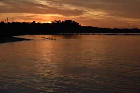 Dramatic Sunset at Old Bridge Township -08 Stock Photos