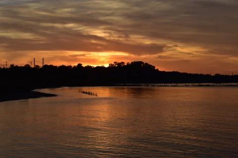 Dramatic Sunset at Old Bridge Township -06 Stock Photos