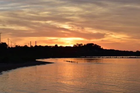 Dramatic Sunset at Old Bridge Township -07 Stock Photos