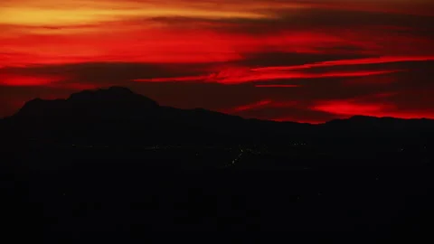 Dramatic sunset over the American Southwest desert 8K aerial view Stock Footage 257935995