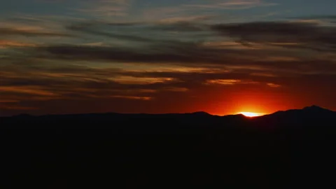Dramatic sunset over the American Southwest desert 8K aerial view Stock Footage 257940574
