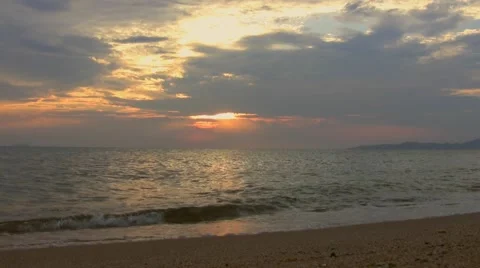 Dramatic sunset over the beach in Thailand Stock Footage 51825705