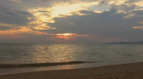Dramatic sunset over the beach in Thailand Stock Footage 51825716
