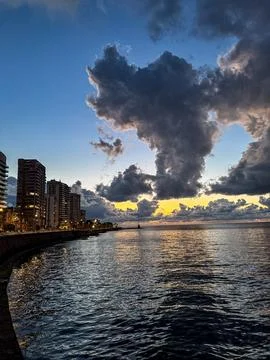 Dramatic Sunset over Beirut Coastline Stock Photos