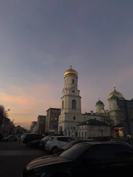Dramatic Sunset Over the Church Foto stock
