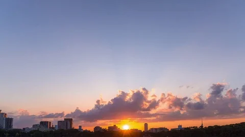 Dramatic sunset over lake, time lapse Stock Footage 80176085