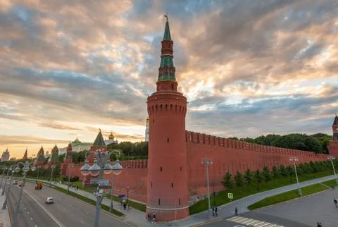 Dramatic sunset over Moscow Kremlin, Russia Stock Photos