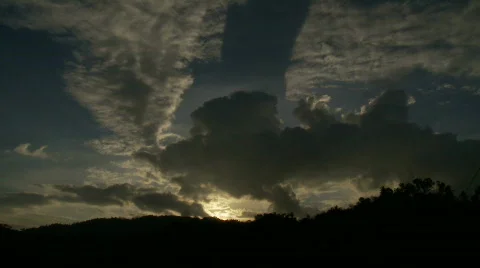 Dramatic sunset over the mountains with beautiful clouds Stock-Footage 555549