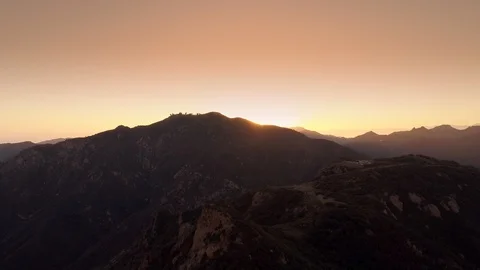 Dramatic Sunset over Mountains in Malibu Aerial 4K Stock Footage