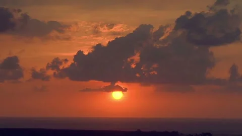 Dramatic Sunset Over Ocean with Cloud Silhouettes Video stock 327268756