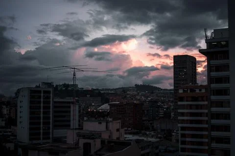 Dramatic Sunset Over Quito Stock Photos