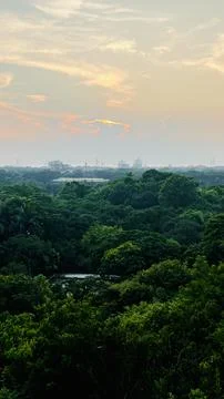 Dramatic Sunset Over Rolling Green Hills Stock Photos